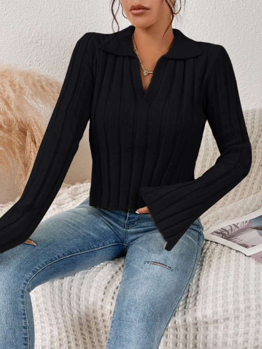 Frenchy Slit Side Ribbed Knit Sweater