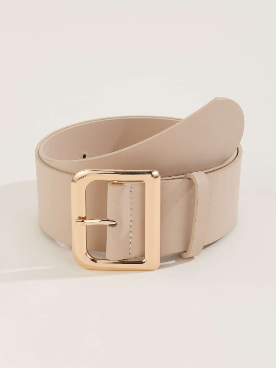 1pc Women's Simple & Versatile Wide Belt With Classic Buckle & Pu Decoration For Daily Wear With Dresses And Coats