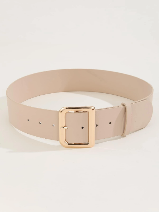 1pc Women's Simple & Versatile Wide Belt With Classic Buckle & Pu Decoration For Daily Wear With Dresses And Coats