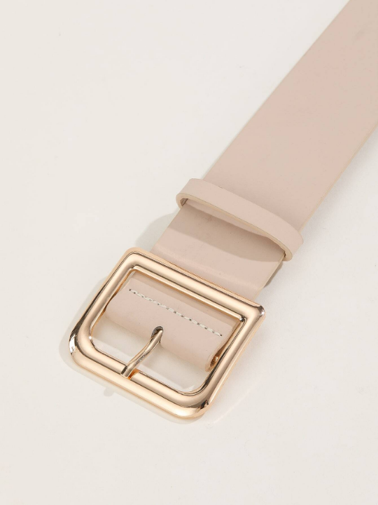 1pc Women's Simple & Versatile Wide Belt With Classic Buckle & Pu Decoration For Daily Wear With Dresses And Coats