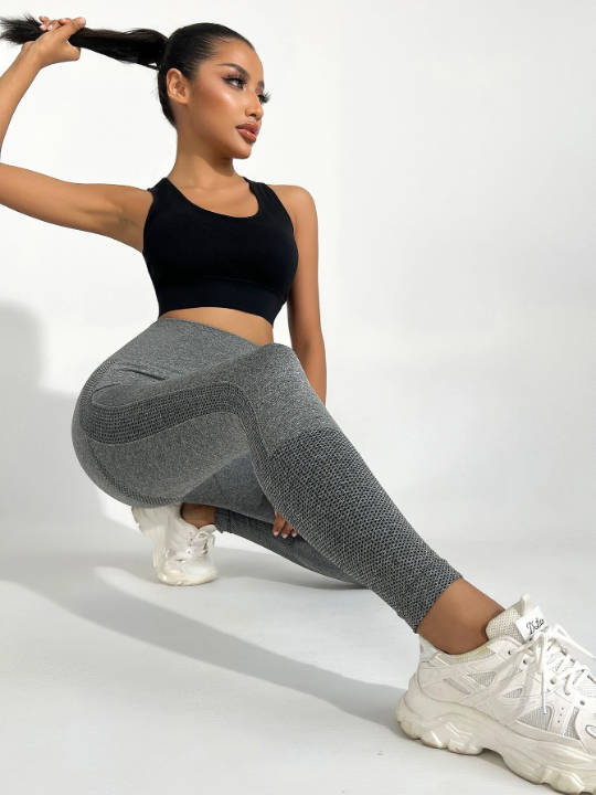 Yoga Basic Solid Wideband Waist Sports Leggings