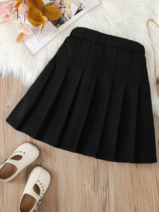 Tween Girl Solid Pleated Skirt