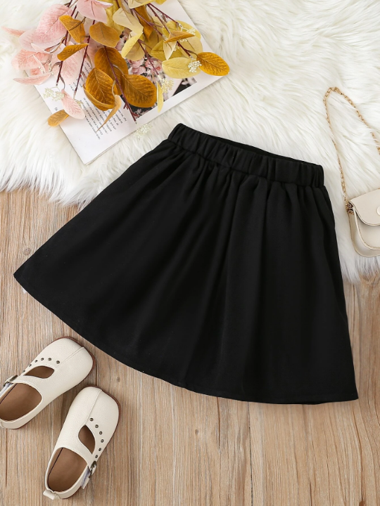 Tween Girl Solid Pleated Skirt