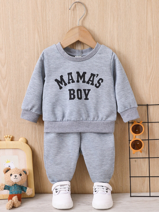 Baby Boy Letter Graphic Pullover & Sweatpants