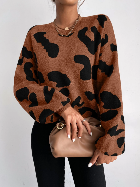 Essnce Graphic Pattern Drop Shoulder Sweater