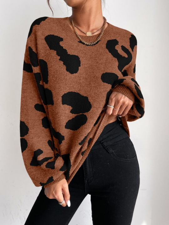 Essnce Graphic Pattern Drop Shoulder Sweater