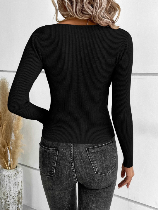 Clasi Ribbed Knit Wrap Sweater