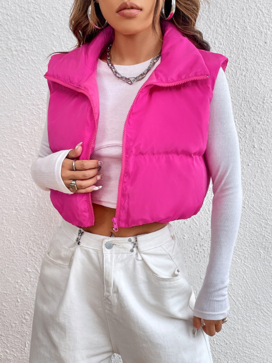 EZwear Y2k Zipper Front Vest Puffer Coat