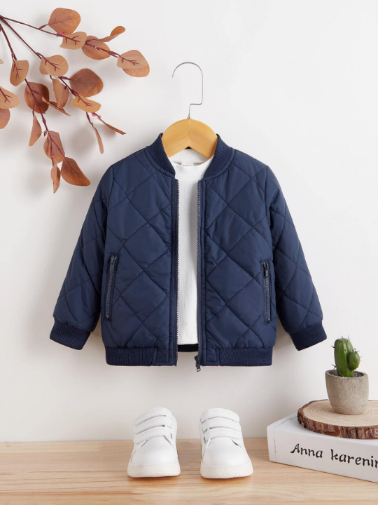 Baby Boy Zip Up Quilted Bomber Jacket