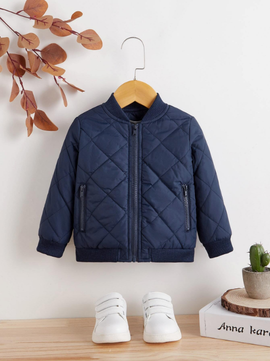 Baby Boy Zip Up Quilted Bomber Jacket