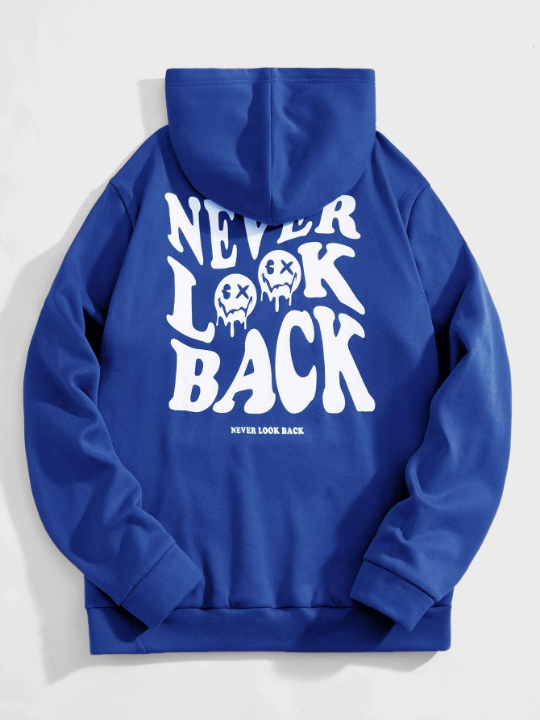 Manfinity Hypemode Men Slogan Graphic Drawstring Hoodie