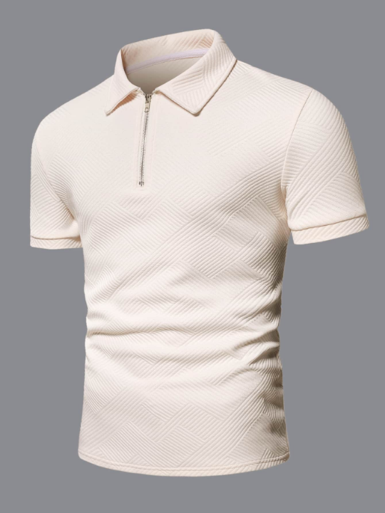 Manfinity Homme Men Quarter Zipper Polo Shirt