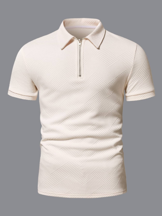 Manfinity Homme Men Quarter Zipper Polo Shirt