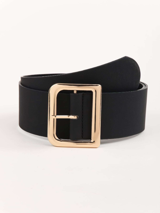 1pc Women's Simple & Stylish Wide Belt With Buckle And Pu Decoration, Suitable For Daily Wear With Dress Or Coat