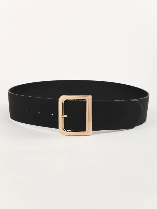 1pc Women's Simple & Stylish Wide Belt With Buckle And Pu Decoration, Suitable For Daily Wear With Dress Or Coat