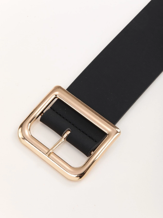 1pc Women's Simple & Stylish Wide Belt With Buckle And Pu Decoration, Suitable For Daily Wear With Dress Or Coat