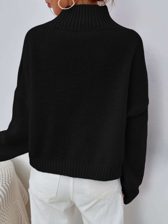 Essnce Mock Neck Drop Shoulder Sweater