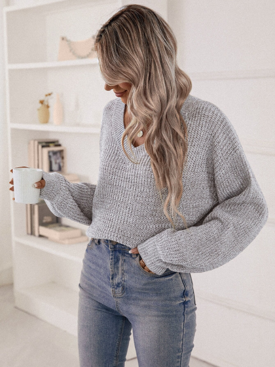 Essnce V Neck Drop Shoulder Sweater