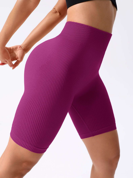 Yoga Basic Rib-knit Tummy Control Sports Biker Shorts spandex shorts