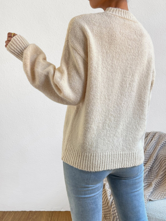 Frenchy Mock Neck Drop Shoulder Sweater