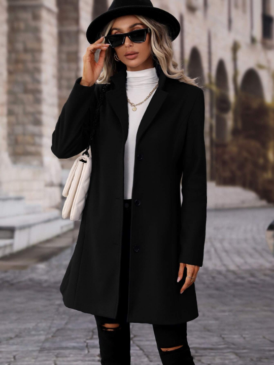 Single Breasted Lapel Neck Overcoat