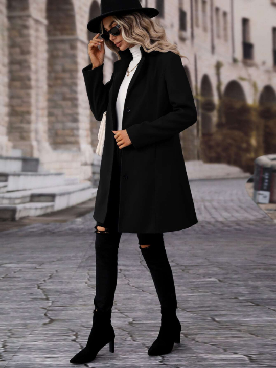 Single Breasted Lapel Neck Overcoat