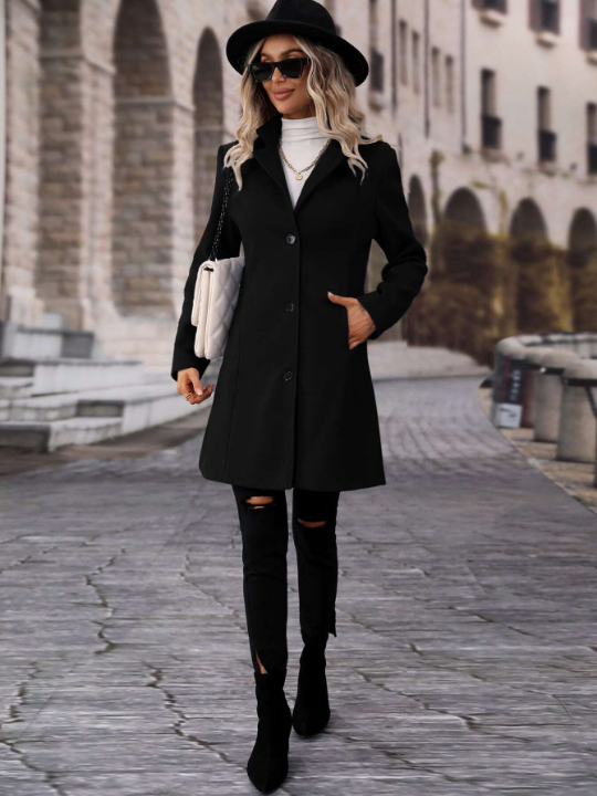 Single Breasted Lapel Neck Overcoat