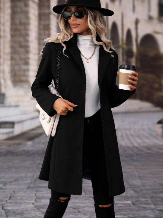 Single Breasted Lapel Neck Overcoat