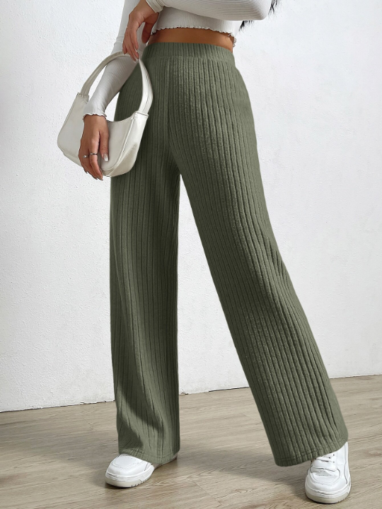 EZwear Elastic Waist Wide Leg Pants