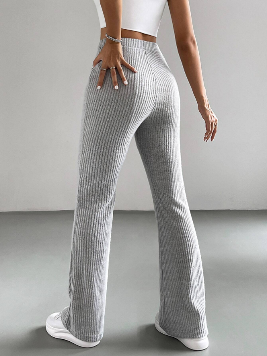 EZwear Ribbed Knit Flare Leg Pants