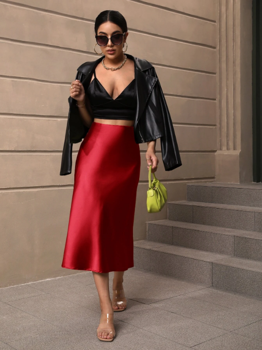 BAE High Waist Satin Skirt