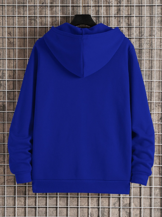 Men Zip Up Drawstring Thermal Hoodie