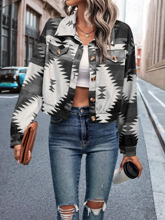 LUNE Geo Print Drop Shoulder Jacket