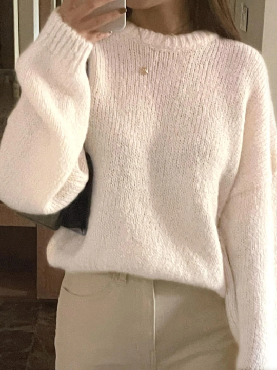 DAZY Drop Shoulder Ribbed Knit Sweater