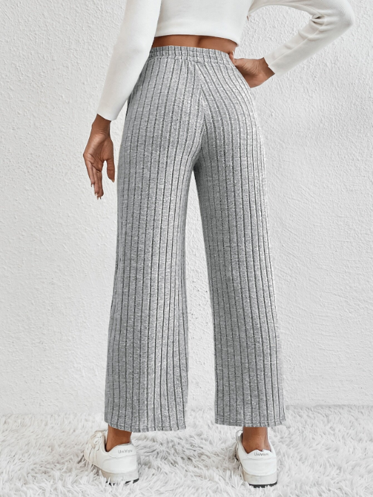 EZwear Knot Waist Cropped Wide Leg Pants