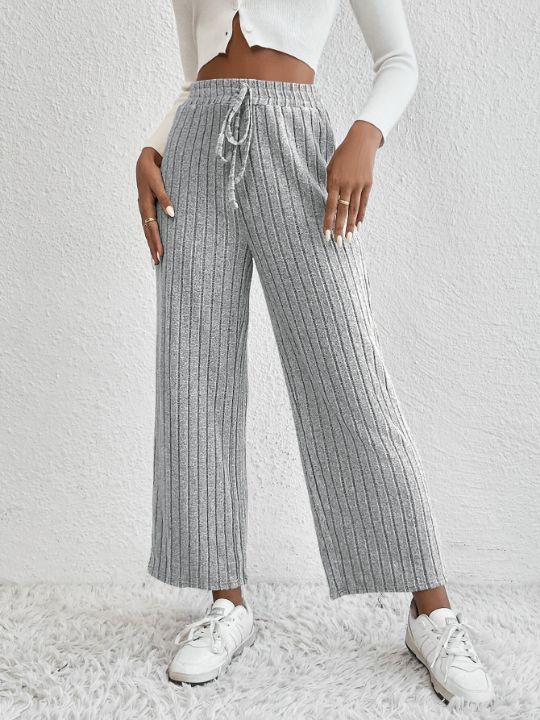 EZwear Knot Waist Cropped Wide Leg Pants