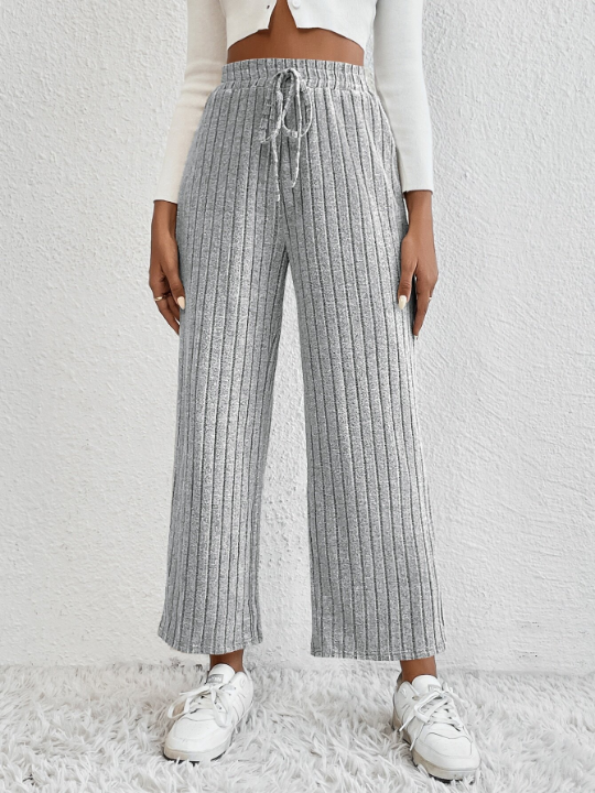 EZwear Knot Waist Cropped Wide Leg Pants