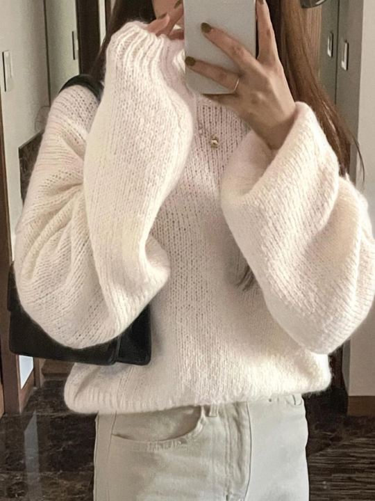 DAZY Drop Shoulder Ribbed Knit Sweater