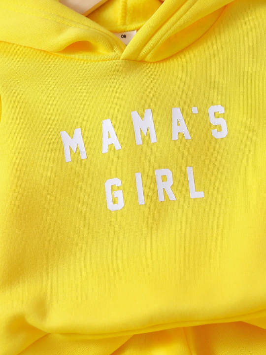 Baby Girl Slogan Graphic Thermal Hoodie & Sweatpants