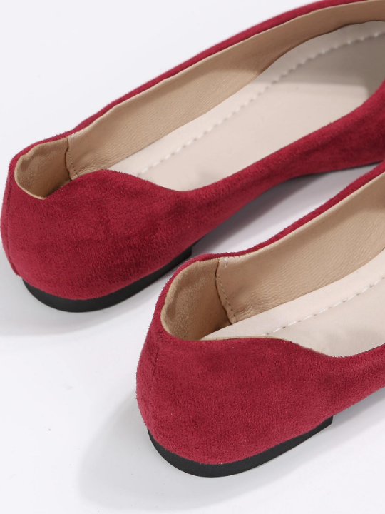 Faux Suede Point Toe Ballet Flats