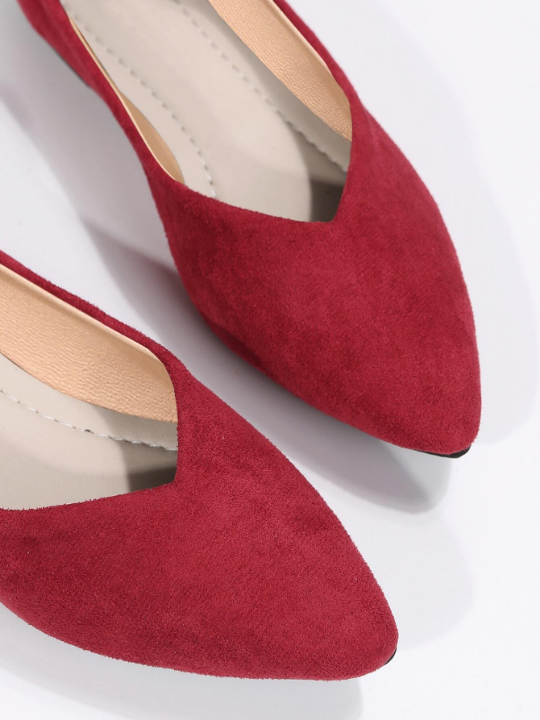 Faux Suede Point Toe Ballet Flats