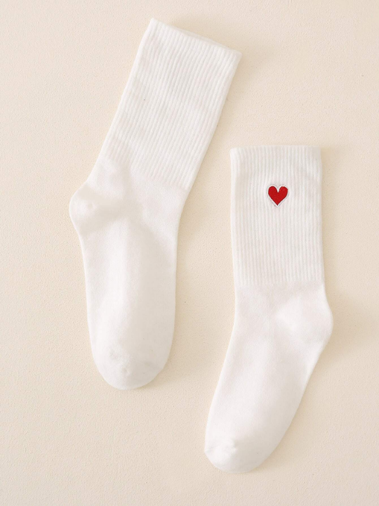 Men Heart Print Crew Socks