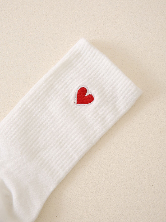 Men Heart Print Crew Socks