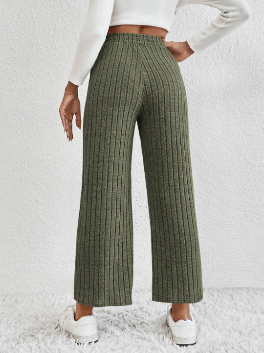 EZwear Knot Waist Cropped Wide Leg Pants