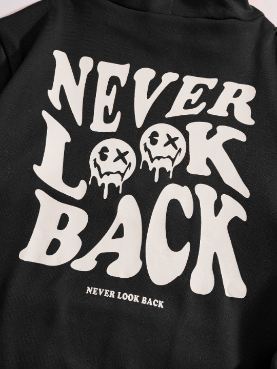 Manfinity Hypemode Men Slogan Graphic Drawstring Hoodie