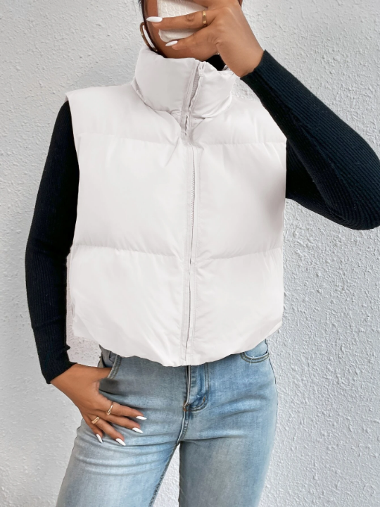 EZwear Spring Outfits Zip Up Puffer Vest Coat