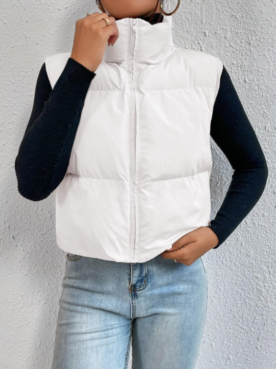 EZwear Spring Outfits Zip Up Puffer Vest Coat