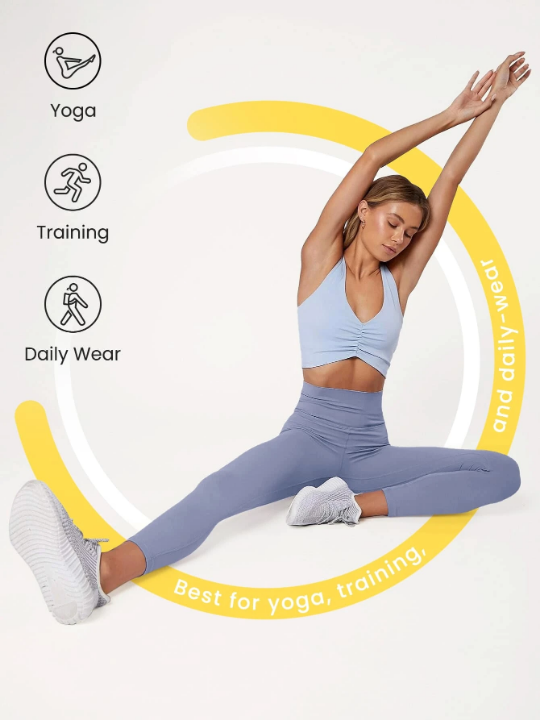 GLOWMODE 24" FeatherFit Gym Leggings Buttery Soft High Stretch Y-shaped Seam Tummy Control Yoga Leggings With Hidden Front Pocket