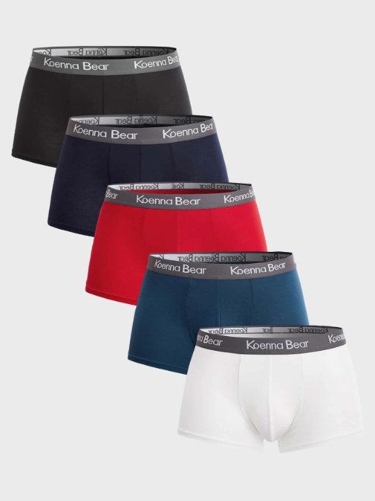 Men 5pack Contrast Letter Tape Boxer Brief