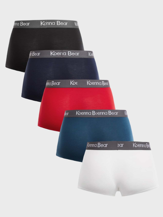 Men 5pack Contrast Letter Tape Boxer Brief